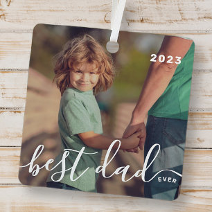 Beste Papa Ooit Moderne Eenvoudige Speelse Script  Metalen Ornament