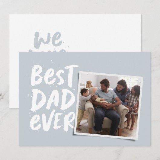 Beste papa ooit moderne foto blauwe Vaderdag Feestdagenkaart (Voorkant / Achterkant)