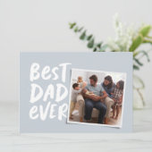 Beste papa ooit moderne foto blauwe Vaderdag Feestdagenkaart (Staand voorkant)