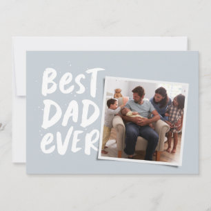 Beste papa ooit moderne foto blauwe Vaderdag Feestdagenkaart