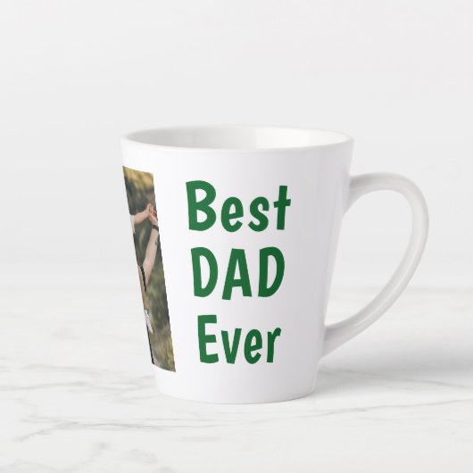 Beste papa ooit moderne foto groene Vaderdag Latte Mok (Rechts)