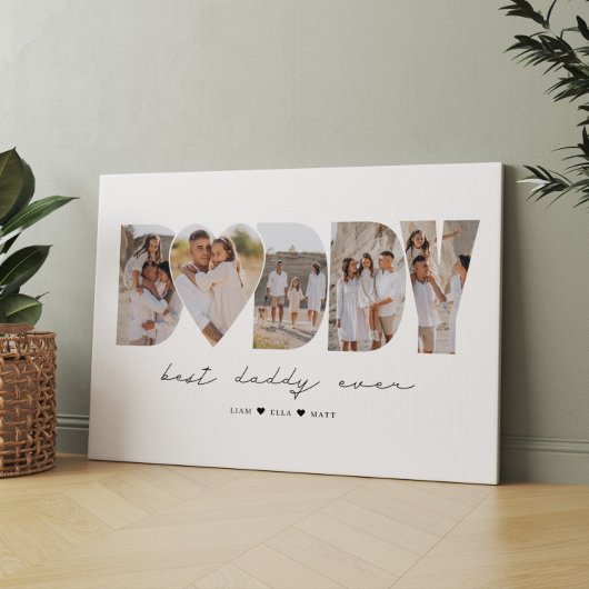 Beste papa ooit moderne fotocollage Vaderdag Canvas Afdruk