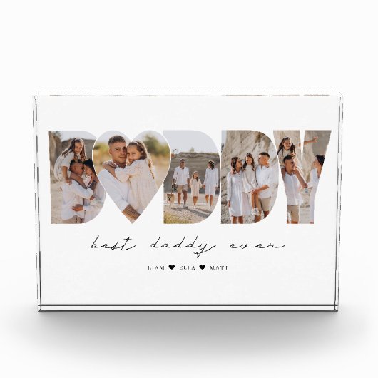 Beste papa ooit moderne fotocollage Vaderdag Fotoblokken (Voorkant)