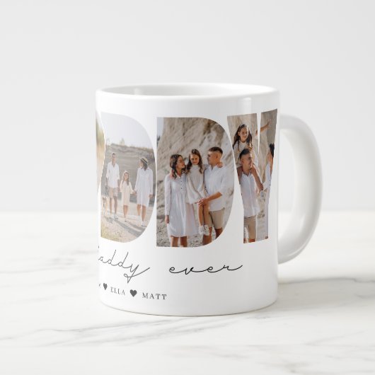 Beste papa ooit moderne fotocollage Vaderdag Grote Koffiekop (Voorkant rechts)