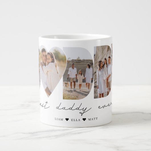 Beste papa ooit moderne fotocollage Vaderdag Grote Koffiekop (Voorkant)