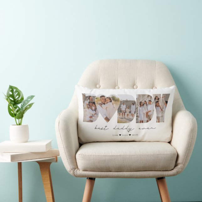 Beste papa ooit moderne fotocollage Vaderdag Kussen (Stoel)