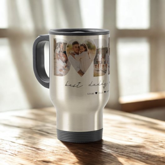 Beste papa ooit moderne fotocollage Vaderdag Reisbeker
