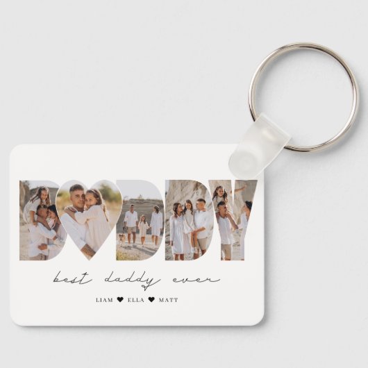 Beste papa ooit moderne fotocollage Vaderdag Sleutelhanger (Voorkant)