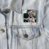 Beste papa ooit moderne fotocollage vierkante button 5,1 cm (In situ)