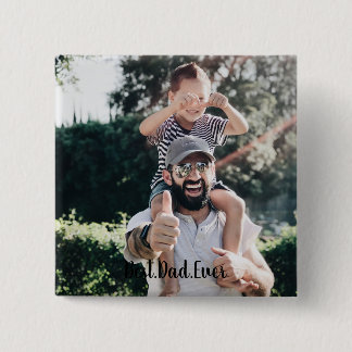 Beste papa ooit moderne fotocollage vierkante button 5,1 cm