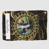 Beste papa ooit moderne kalligrafie gouden blad we golfhanddoek (Horizontaal)