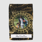 Beste papa ooit moderne kalligrafie gouden blad we golfhanddoek (Voorkant)