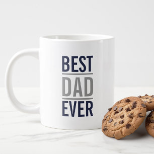 Beste papa ooit   Moderne Marine Blauw en Grijze K Grote Koffiekop