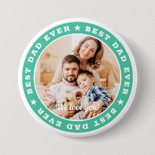 Beste Papa Ooit Moderne Ster Aangepaste Foto Ronde Button 7,6 Cm