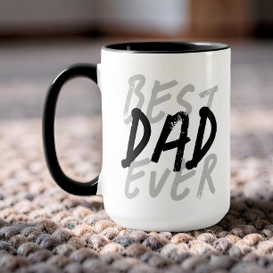 Beste papa ooit moderne zwarte en grijze grunge mok