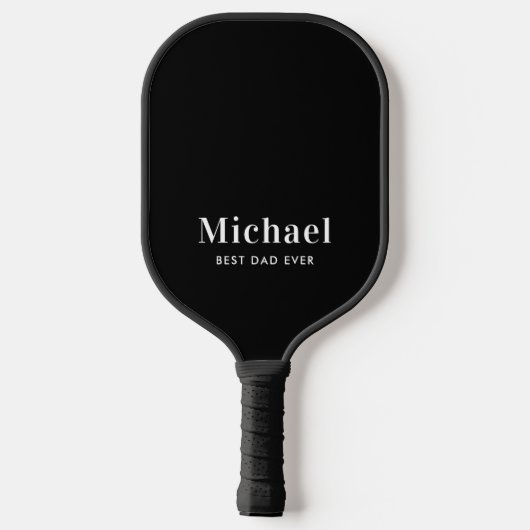 Beste papa ooit Monogram Zwart Pickleball Paddle (Achterkant)