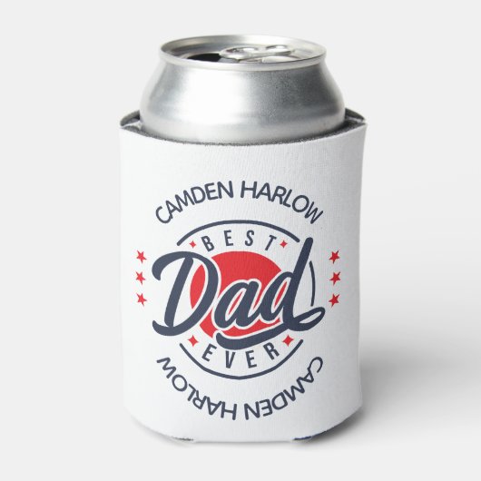Beste Papa Ooit Naam Rood Wit Blauw Blikjeskoeler (Blikje Voorkant)