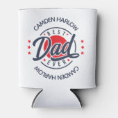 Beste Papa Ooit Naam Rood Wit Blauw Blikjeskoeler (Voorkant)