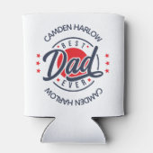 Beste Papa Ooit Naam Rood Wit Blauw Blikjeskoeler (Achterkant)