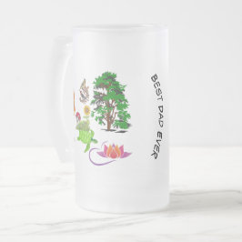 Beste papa ooit Natuur groen Lotus Bloom Matglas Bierpul