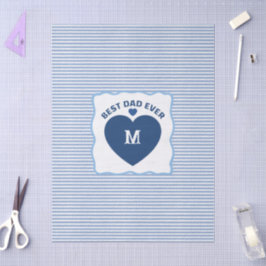 Beste papa ooit navyblauw Monogram hart gestreept Tissuepapier
