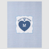 Beste papa ooit navyblauw Monogram hart gestreept Tissuepapier (Voorkant)