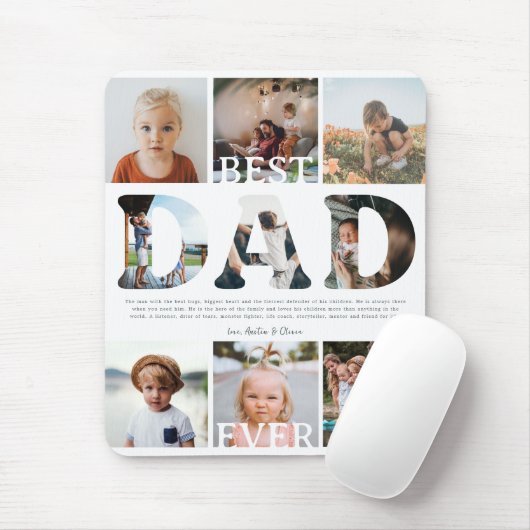 Beste papa ooit | Negen fotocollage Muismat (Met muis)