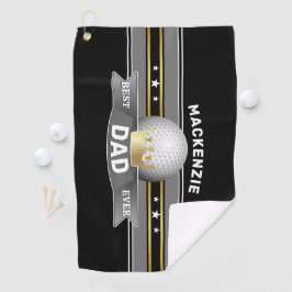 Beste papa ooit nep gouden kroon en golfbal sport golfhanddoek