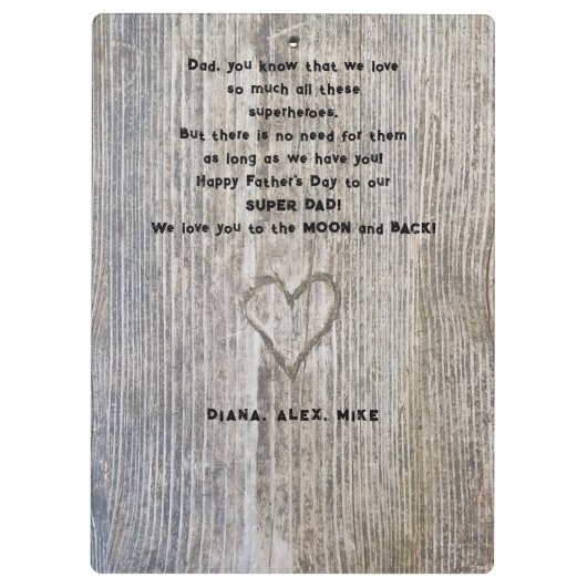 Beste papa ooit, onze super papa Vaderdag foto Klembord (Achterkant)