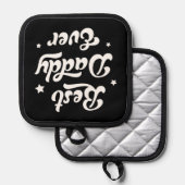 Beste papa ooit pap vaderdag zwart wit pannenlap (Voorkant / Achterkant)