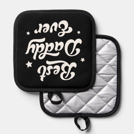 Beste papa ooit pap vaderdag zwart wit pannenlap (Voorkant / Achterkant)