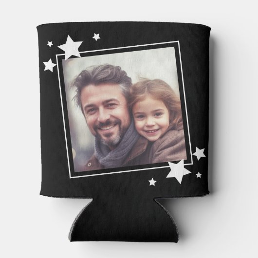 Beste papa ooit papa vaderdag foto zwart wit blikjeskoeler (Achterkant)