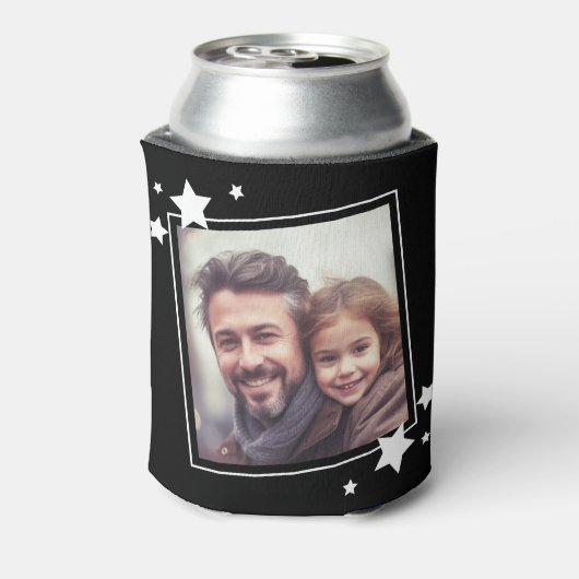 Beste papa ooit papa vaderdag foto zwart wit blikjeskoeler (Blikje Achterkant)