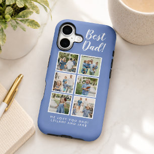 Beste papa ooit Periwinkle blauw 6 foto collage iPhone 15 Case