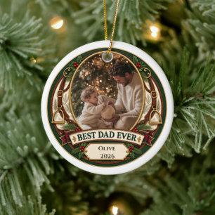 Beste papa ooit Persoonlijke foto Kerstmis Keramisch Ornament
