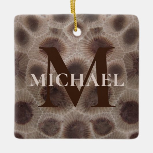 Beste papa ooit Petoskey Stone Michigan Great Lake Keramisch Ornament (Voorkant)