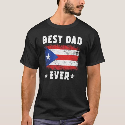Beste papa ooit Puerto Rico vlag Beste pap T-shirt (Voorkant)