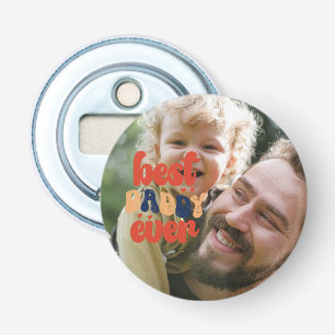 Beste papa ooit Retro gepersonaliseerde foto Button Flesopener