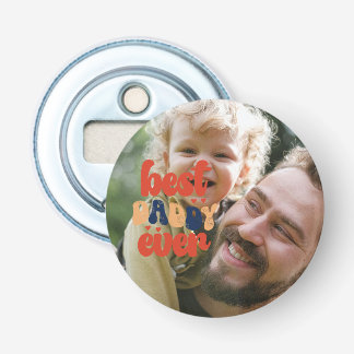 Beste papa ooit Retro gepersonaliseerde foto Button Flesopener