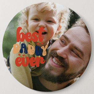 Beste papa ooit Retro gepersonaliseerde foto Ronde Button 6,0 Cm