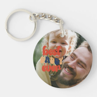 Beste papa ooit retro gepersonaliseerde foto sleutelhanger