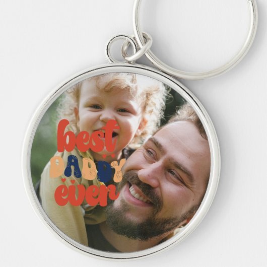 Beste papa ooit retro gepersonaliseerde foto sleutelhanger (Voorkant)