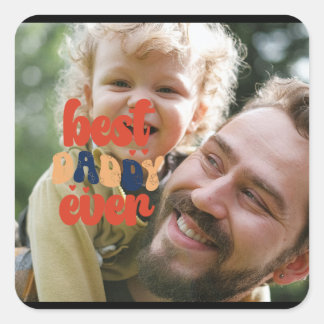 Beste Papa Ooit Retro Persoonlijke Foto Vierkante Sticker