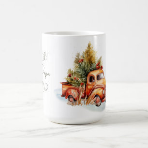Beste Papa ooit Retro Truck met Kerstboom Koffiemok