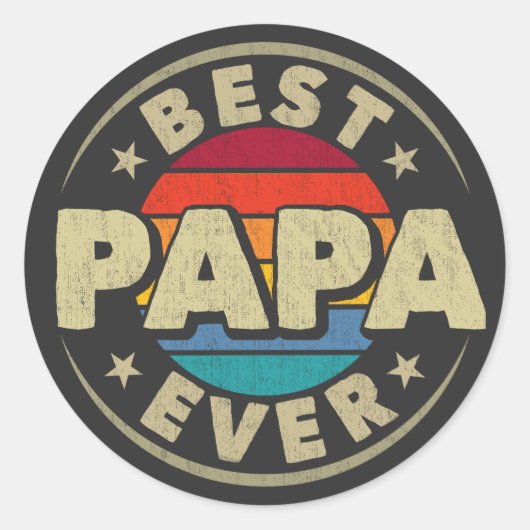 Beste papa ooit retro vader vaders dag ronde sticker (Voorkant)