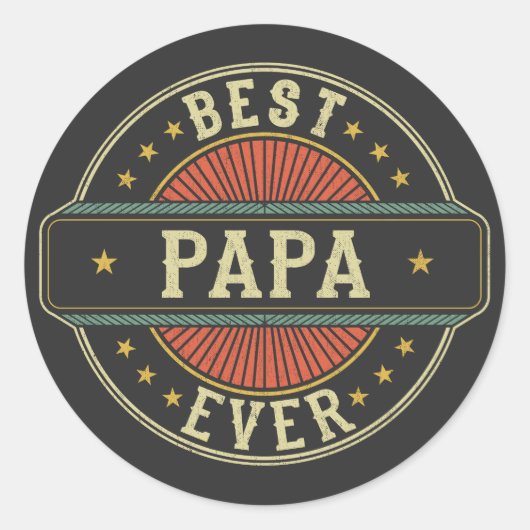 Beste papa ooit retro vader vaders dag ronde sticker (Voorkant)