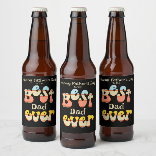 Beste papa ooit Retro Vaderdag Bier Etiket (Flessen)