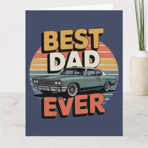 Beste Papa Ooit Retro Vintage Turkoois Muscle Car Kaart