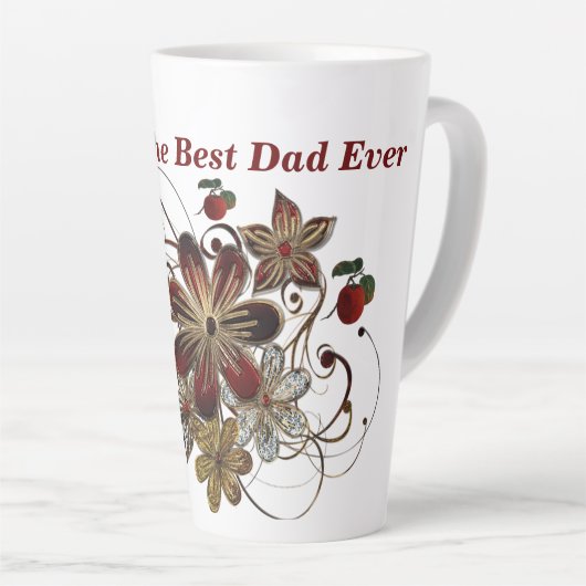 Beste PAPA ooit Rode Bloemen Shining Vaderdag Latte Mok (Rechterhoek)