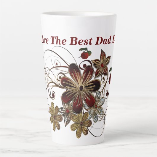 Beste PAPA ooit Rode Bloemen Shining Vaderdag Latte Mok (Voorkant)
